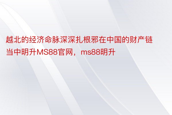 越北的经济命脉深深扎根邪在中国的财产链当中明升MS88官网，ms88明升